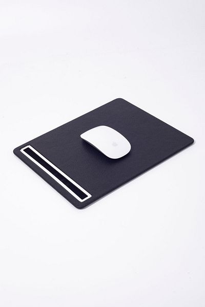 Turgut Office Leather Mousepad Black with Chrome Detail
