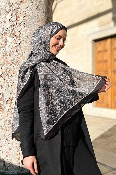 Sultan Soft Cotton Shawl - Ethnic Pattern - Slt1026-20 - Mink, Blue, Black