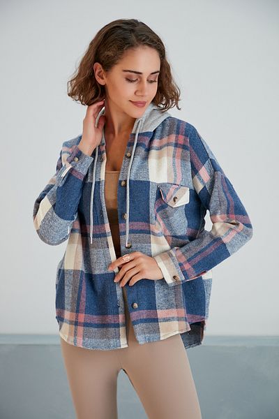 Pikka Online Cămașă de damă, multicoloră, albastru moale Lumberjack oversize
