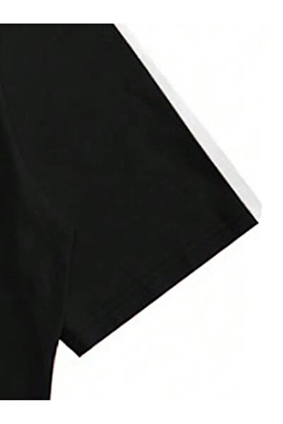 qubo sportswear & company černé 100% bavlna Silná textura Pohodlné oversize Crew Neck Černé tričko