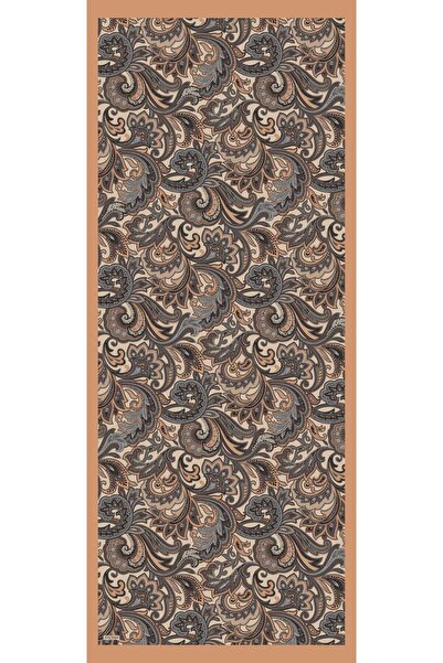 Sultan Soft Pamuk Şal - Retro Desen - SLT3078-11 - Turuncu, Bej, Gri