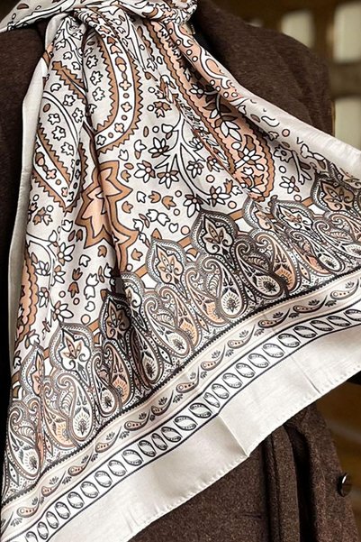 Sultan Soft Cotton Shawl - Authentic Pattern - Slt2890-07 - Brown, Beige