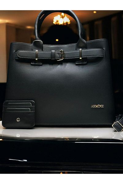 Armine Hand and Arm Bag with Card Holder and Bracelet Gift Faux Leather Shoulder Bag Vs.Blkt.0051