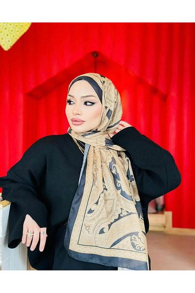 incili dükkan Retro Ethnic Pattern Cotton Soft Shawl - Black Gold