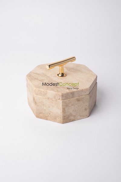 Modestmar صندوق مجوهرات من الترافرتين الطبيعي، منظم رخام، وعاء الترافرتين 8gen