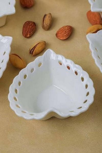Lavin 6-Piece Porcelain Mini Sauce Bowl - Heart Jam Bowl Set