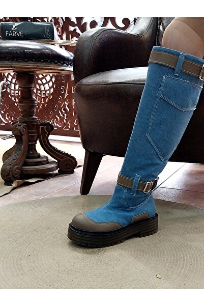 MaisonStanbul Yün Astarlı Platform Kot Çizme