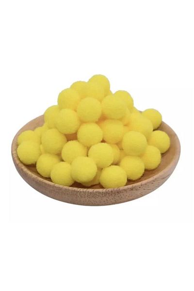 punicha 50 Pcs 2cm Soft Plush Pompom - Yellow