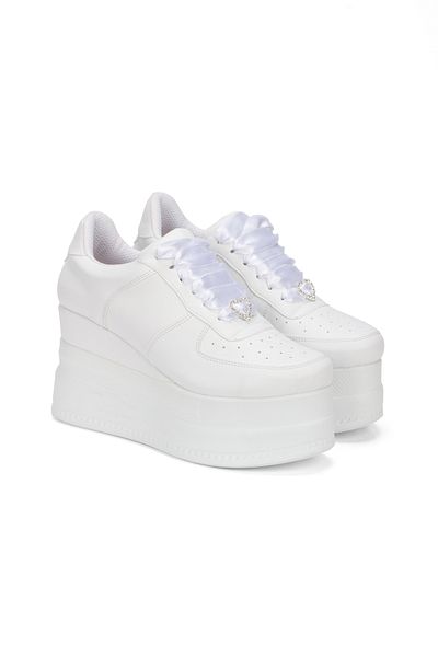 Ayakkabı Tutkusu Stilo ® Women's Wedge Heel 9cm Comfortable White High Heel Sneakers