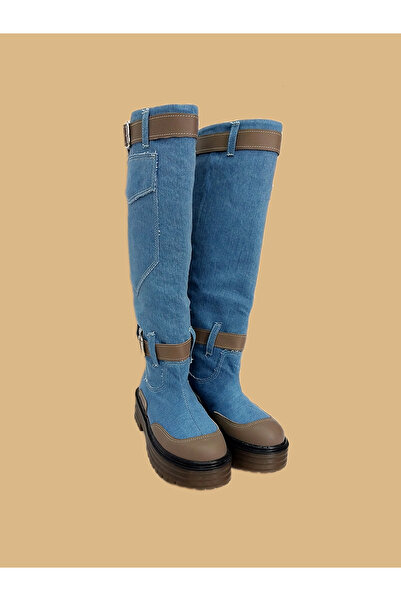 MaisonStanbul Yün Astarlı Platform Kot Çizme