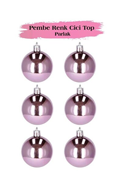 HKNYS Christmas Ball Ornament 4 cm Bright Pink 6 Pcs