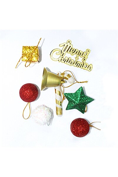 HKNYS Christmas Pine Tree Ornament Mixed Merry Christmas 8 Pcs