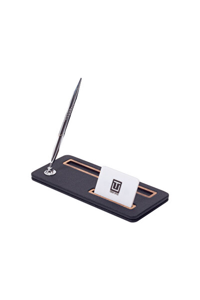 Turgut Office Δερμάτινη Μονάδα Γραφείου Porto με Μαύρο Ξύλινο Διακοσμητικό