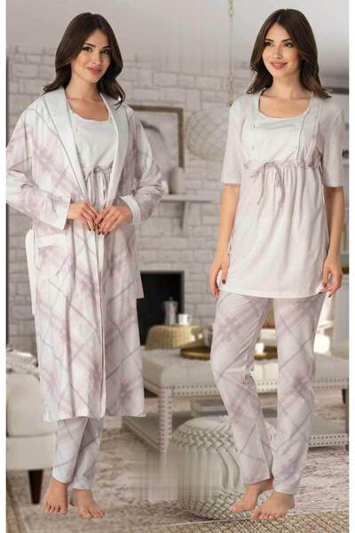 by İGP Plaid Maternity Maternity Pajamas Dressing Gown Set