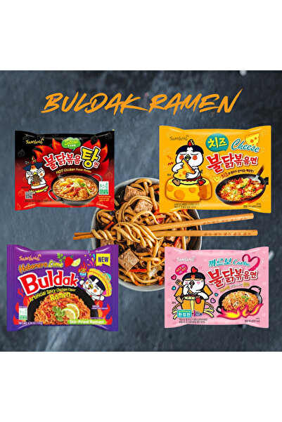 buldak Hot Chicken Ramen 4'li (carbonara-Cheese-Habanero Lime- Stew Type )
