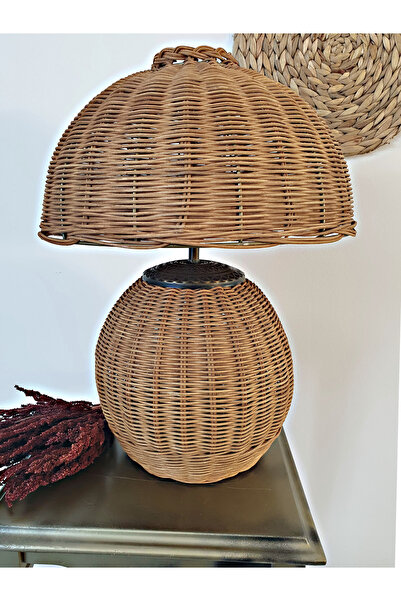 Turkish Belkıs Rattan Abajur Rattan Bambu Hasır Jüt Makrome Ahşap Abajur Masa Lambası