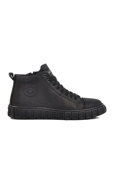 Bulldozer Μαύρες ανδρικές μπότες από γνήσιο δέρμα Nubuck 240023 M