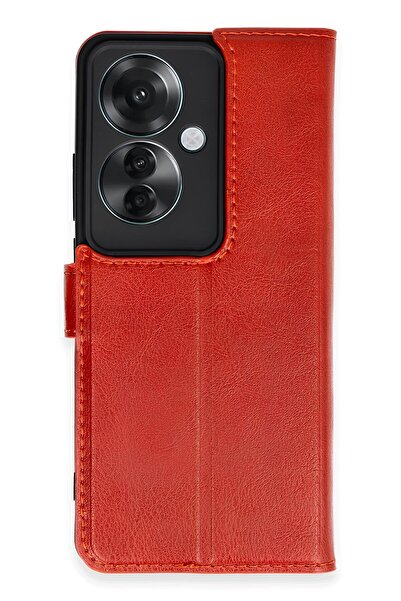 Hatreds Oppo Reno 11F Uyumlu Kapaklı Ve Cüzdanlı Deri Kılıf - Kırmızı