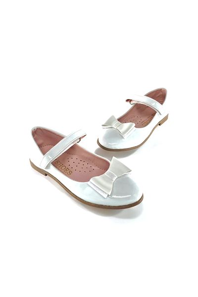 BDKButik Girl's Ballet with Bow Orthopedic Sole Patent Leather Ballet Shoes