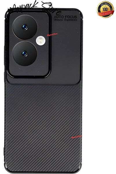 Hatreds Oppo Reno 11F Uyumlu Kılıf Kamera Korumalı Karbon Tasarım Kapak - Siyah