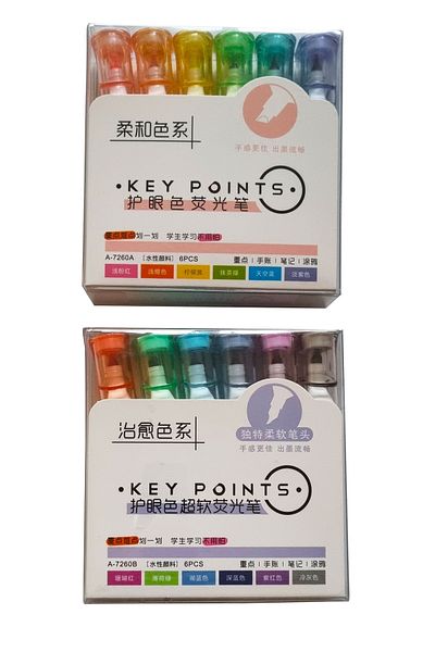 Modellino 12 Colors - 6 Neon Colors + 6 Pastel Colors Key Points Quality Highlighter 7260A & 7260B