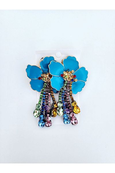 ARBABAG&ACCESSORY WOMEN'S BIGUTE EARRING WITH CRYSTAL STONE FLOWER MODEL