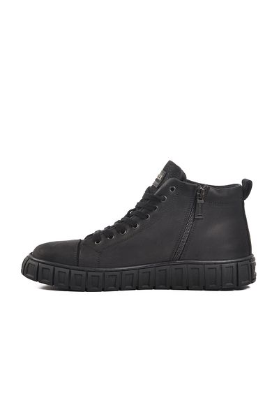 Bulldozer Μαύρες ανδρικές μπότες από γνήσιο δέρμα Nubuck 240023 M