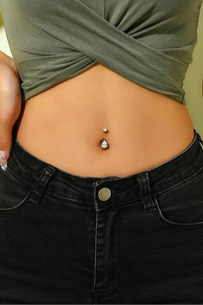 Sacce Scarves&Accessories Drop Stone Steel Belly Piercing Zircon Stone Drop Model Belly Piercing
