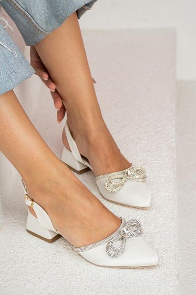 ZENNESHOES Samba Short heeled bow stone shoes