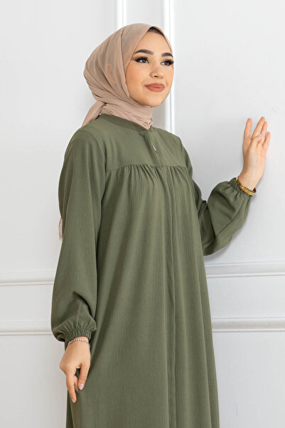 OKTAYUSTA COLLECTİON Robalı Mevlana Kesim Günlük Ferace Haki