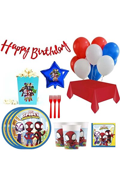Parti Evreni Spidey ve İnanılmaz Arkadaşları Konseptli Doğum Günü Seti 16 Kiş...