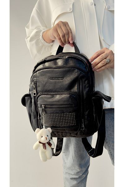 Just Polo Women's Black Multi Compartment Imported a Quality Backpack