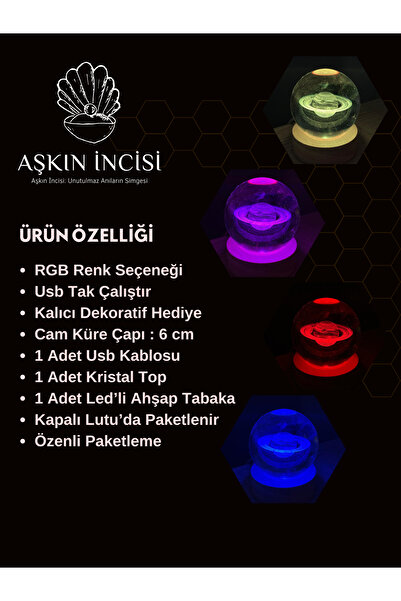 CAPSULE Renk Değiştiren RGB Led Işıklı Samanyolu Kristal Cam Kar Küresi Sevgiliye Hediye