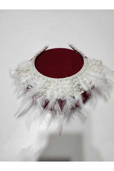 ARBABAG&ACCESSORY BRIDE-AFTER PARTY BIRD FEATHER AND GLASS BEADED CROWN