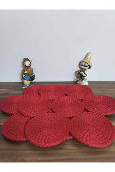 Naspar 2 Adet 35 Cm Kırmızı Supla / Konsol Sehpa Örtüsü / Kahve Sunumu