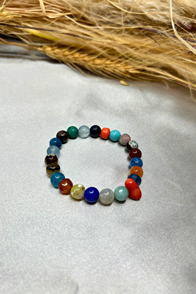 Suerte Accessories Aquamarine Turquoise Citrine - Coral Agate Quartz Malachite Amazonite Moonstone Natural Chakra Bracelet