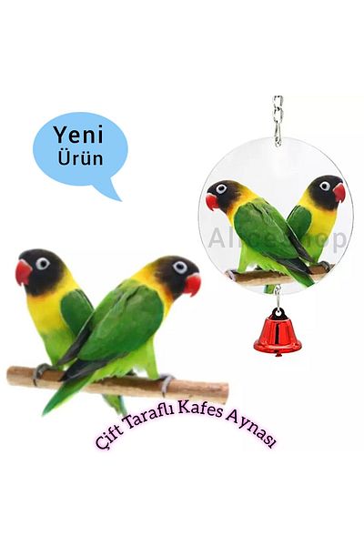 aliceshop Double-Sided Circle Cage Mirror - for Sultan Sevda, Paradise Budgies and Birds