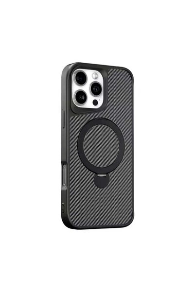U-K حافظة من ألياف الكربون متوافقة مع هاتف Apple iPhone 15 Pro Max مع حامل