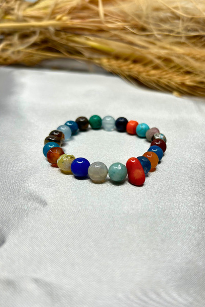 Suerte Accessories Aquamarine Turquoise Citrine - Coral Agate Quartz Malachite Amazonite Moonstone Natural Chakra Bracelet