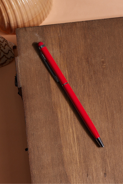 inkglo Kırmızı Touch Pen Metal Kişiye Özel Mavi Yazan Tükenmez Kalem