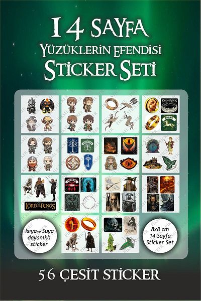 Piksel Grafik Lord of the Rings Agenda Laptop Tablet Notebook Sticker Set - 56 Figure Sticker Set