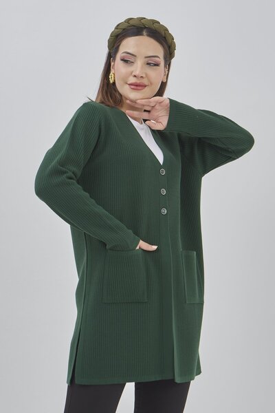 Fresh&Moda Women's Araboy Knitwear Seasonal Pocket Stretchy Lycra Cardigan