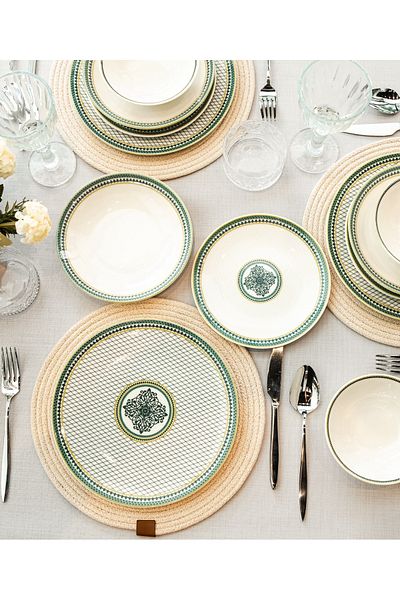 rubihome Dubai 6-Seater 21cm Special Design Modern Porcelain Dinner Plate Set