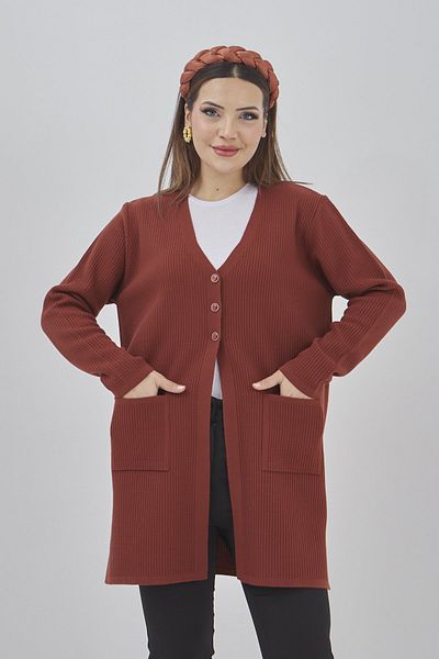 Fresh&Moda Women's Araboy Knitwear Seasonal Pocket Stretchy Lycra Cardigan