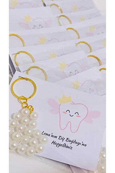 APEXİ İNCİLİ KALPLİ HEDİYELİK ANAHTARLIK DİŞ BUĞDAYI /6 AY KINA HATIRASI 15 ADET