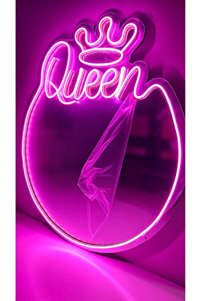 Master Ledli Ayna Queen Yazılı Neon Ledli Peksi Ayna