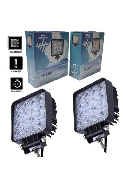 reyoto 2 Adet 16 Ledli Çalışma Lambası Kalınlık 40mm 8-110 Volt Ip67
