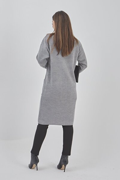 Fresh&Moda Women's Long Knitwear Seasonal Pocket Buttoned Lycra Cardigan