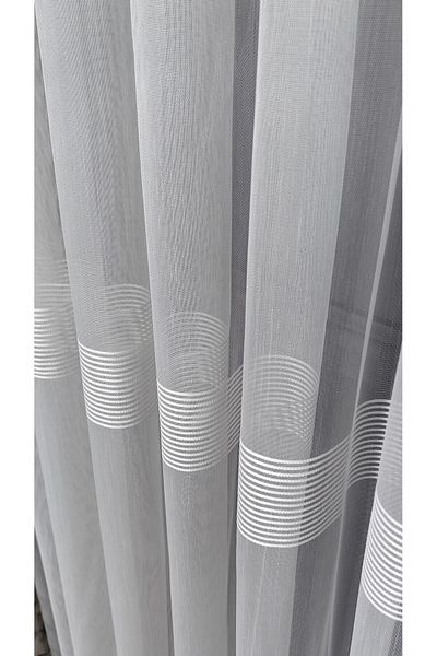 Yuka 1/3 Close Pleat Non-Wrinkle Bamboo Floor Horizontal and Skirt Stripe Tulle Curtain - Leaded Don'T Want Ironing Skirt