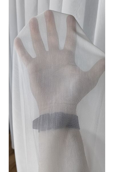 Yuka Linen Bamboo Tulle Curtain - 1/3 Close Pleat, Non-Wrinkle Iron, Leaded Skirt